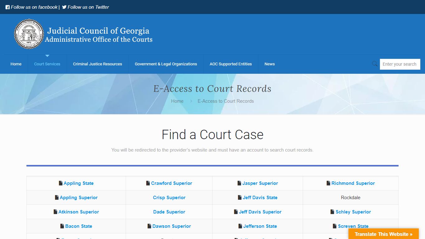 E-Access to Court Records – Georgia Judicial Gateway